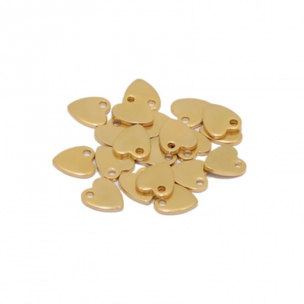 Pendentifs, Cœur 10 mm, Acier Inoxydable 304 finition Doré
