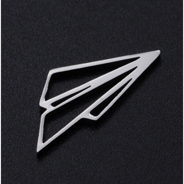 Pendentifs - Avion Origami 20 mm - finition Argenté en Acier Inoxydable 304- pour bijoux raffinés