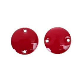 Sequins, médaillons émaillés biface CONNECTEUR 12mm Rouge, Cuivre base doré