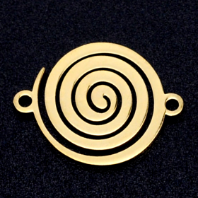 Pendentif, Connecteur Spirale 18mm, Acier Inoxydable finition Doré