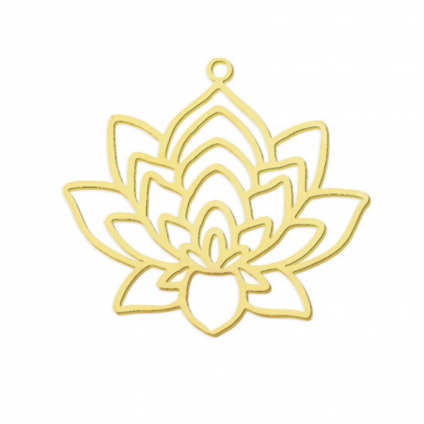 Pendentif Fleur de Lotus, Yoga 33 mm - Argenté en Acier Inoxydable 304