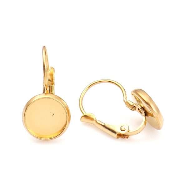 Supports Boucle d' oreille pour cabochon 8mm, Acier Inoxydable 304 finition Doré