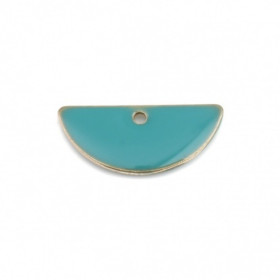 sequins médaillons résine style émaillés Biface Demi Cercle Vert Canard 18 par 8mm sur une base en métal dore