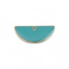 sequins médaillons résine style émaillés Biface Demi Cercle Vert Canard 18 par 8mm sur une base en métal dore