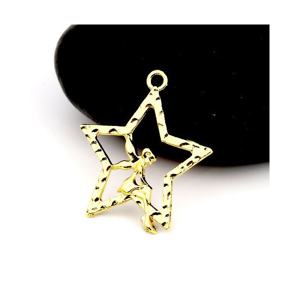 Pendentifs Fées sur Etoile 28 mm métal coloris Doré