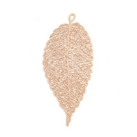 Estampes Pendentif Filigrane Longue Feuille 55mm – Métal Doré