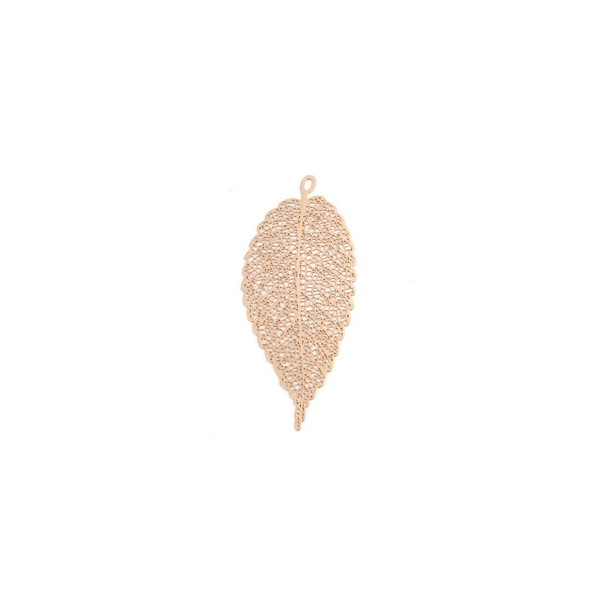 Estampes Pendentif Filigrane Longue Feuille 55mm – Métal Doré