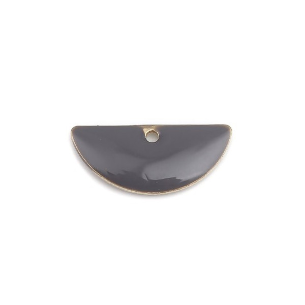 Sequins médaillons résine style émaillés Biface Demi Cercle Gris 18 par 8mm