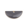 Sequins médaillons résine style émaillés Biface Demi Cercle Gris 18 par 8mm