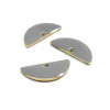 sequins médaillons résine style émaillés Biface Demi Cercle Gris 18 par 8mm