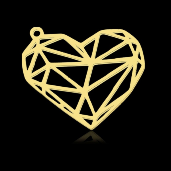 Pendentif Cœur  - Doré en Acier Inoxydable