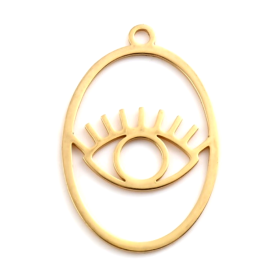 Pendentif Œil de la protection  32mm - Doré en Acier Inoxydable 304