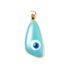 Pendentif Œil de protection Médaillon style émaillés 33 par 13mm métal coloris Doré et Bleu Ciel