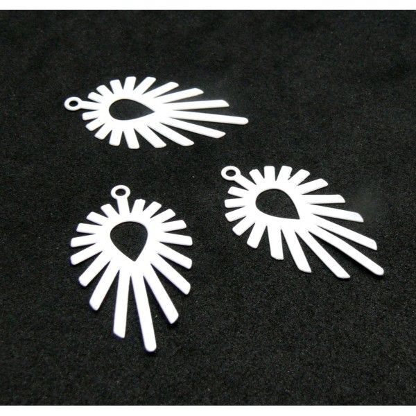 Estampes - pendentifs filigrane Goutte Géométrique 30 par 17mm - coloris Blanc
