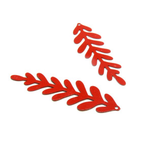 Estampes - pendentif filigrane Feuille 16 par 51mm - laiton finition Rouge