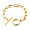 Bracelet - Gourmette 21 cm - Grosse maille - en Acier Inoxydable 304 - coloris Doré