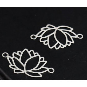 Estampes pendentif connecteur filigrane Fleur de lotus 23mm métal couleur Argent Platine