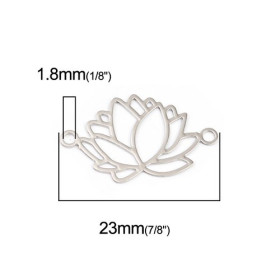 Estampes pendentif connecteur filigrane Fleur de lotus 23mm métal couleur Argent Platine