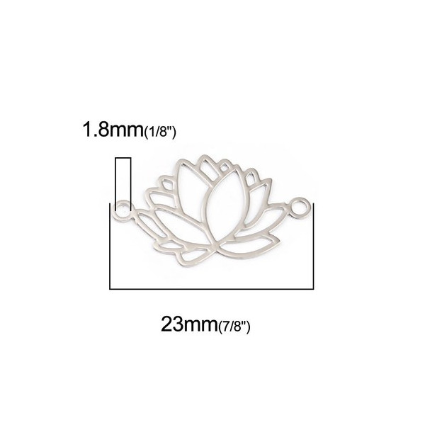 Estampes pendentif connecteur filigrane Fleur de lotus 23mm métal couleur Argent Platine