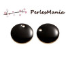 Sequins médaillons émaillés biface ROND 12mm NOIR