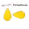 Sequins médaillons émaillés biface GOUTTE 21 par 13mm JAUNE base doré