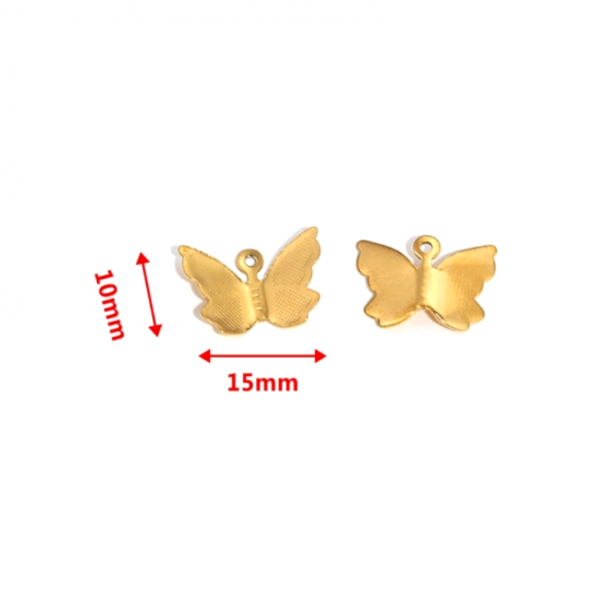 Pendentifs Papillon 15 par 10mm - en Acier Inoxydable finition Doré