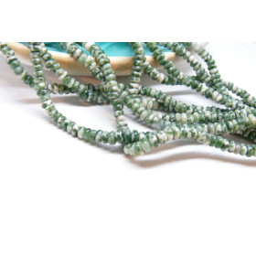 BU11200731154225 – Lot de 9 cm (environ 40 perles) Pierre Bicolore Blanche et Verte Rondelles 2x4mm