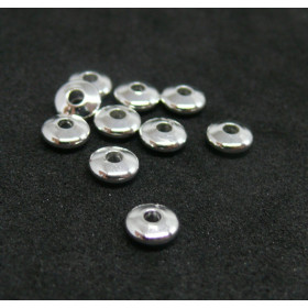 Perles intercalaires Rondelles 6 par 3 mm Acier Inoxydable finition Argent Platine Rhodié