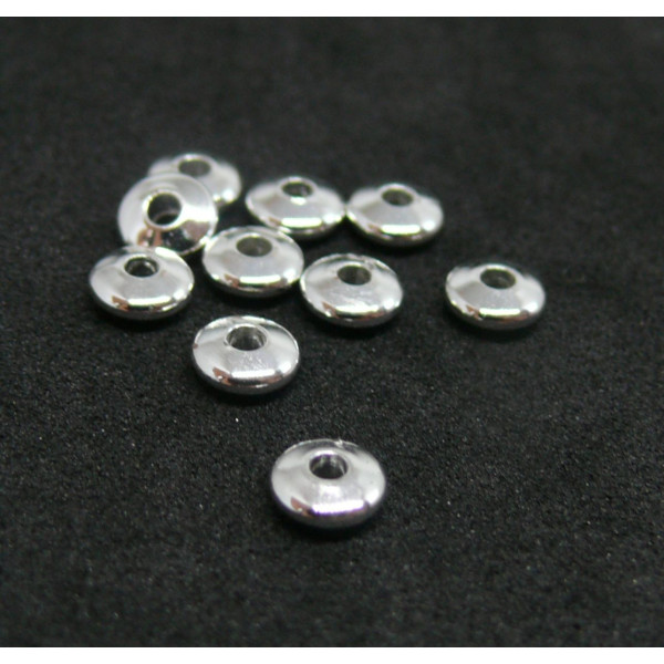 Perles intercalaires Rondelles 6 par 3 mm Acier Inoxydable finition Argent Platine Rhodié