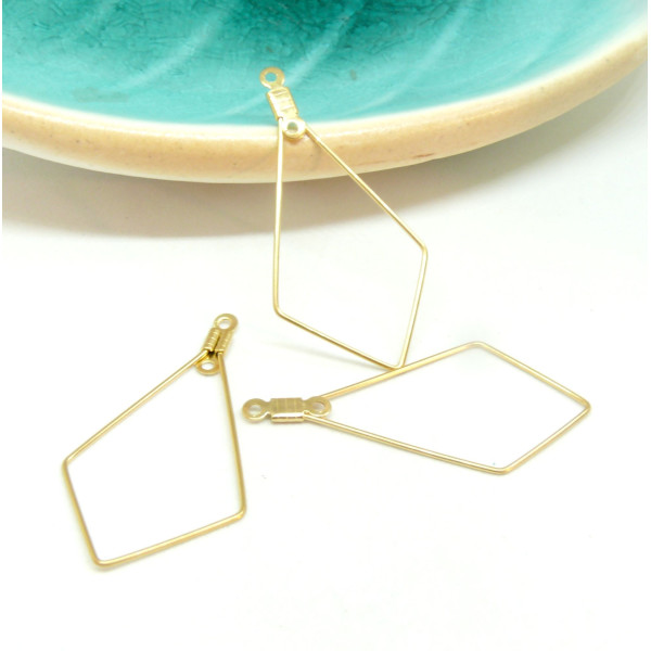 Pendentifs Connecteur Losange 40mm Acier Inoxydable 304 finition Doré Placage sous vide