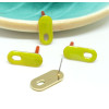 Boucles d'oreille puce style émaillé Rectangle 20mm avec trou couleur Jaune métal finition Doré