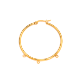 Boucles d'oreille Créoles 40mm, avec 3 Anneaux à décorer, Acier Inoxydable  304 coloris Doré, DIY Bijoux