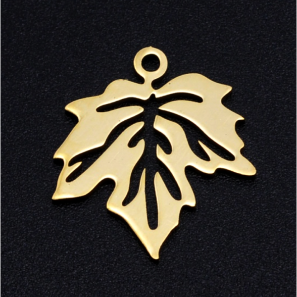 Pendentifs forme Feuille d'érable, Canada - 19 mm - Doré en Acier Inoxydable 201