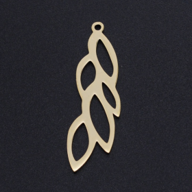 Pendentif forme Feuille 37 mm - Doré en Acier Inoxydable 201