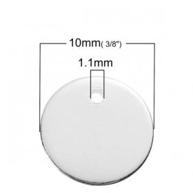 Pendentifs Médaillon - 10 mm - Argent Vif en Acier Inoxydable 304