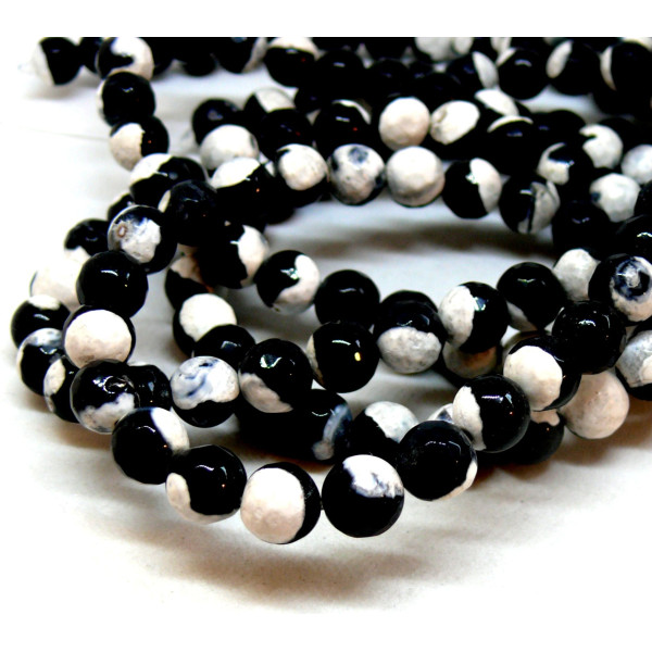 Perles rondes Agate Bicolore Facettées 6 mm Coloris 04