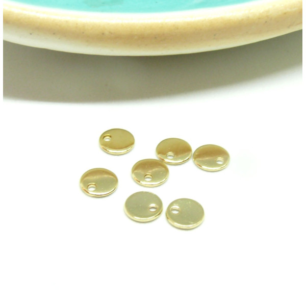 Pendentifs, Médaillon  6mm,  Acier Inoxydable 304 finition Doré