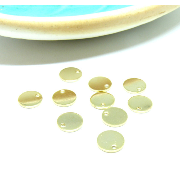 Pendentifs, Médaillon  6mm,  Acier Inoxydable 304 finition Doré