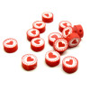 Perles Intercalaires Rondes Plates Cœur 10 par 4mm en pâte polymère