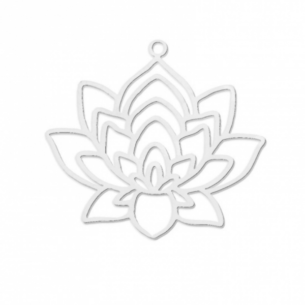 Pendentif Fleur de Lotus, Yoga 33 mm - Doré en Acier Inoxydable 304