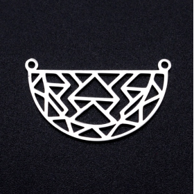 Pendentifs Connecteurs Demi-Cercle Graphique 31 mm – Acier Inox 304 – Argenté