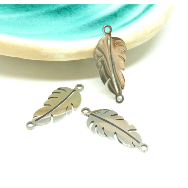 Connecteurs forme Feuille  - 19 mm - Argenté en Acier Inoxydable 304