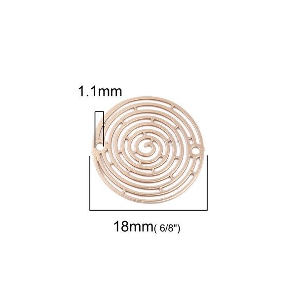 Estampes pendentif connecteur filigrane Spirale 18mm métal couleur Doré