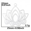 Pendentifs Fleur de Lotus, Yoga 25 mm - Argenté en Acier Inoxydable 304 Placage sous Vide