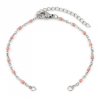 Bracelet pour intercalaire - maille forçat avec émaille Rose 16mm - en Acier Inoxydable 304 - coloris Argent Platine