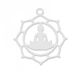 Pendentifs Fleur de Lotus Bouddha 21mm – Acier Inoxydable 304 Argenté