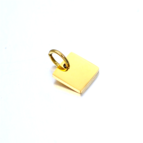 Pendentifs avec anneau Carré 7 mm Acier Inoxydable 304 finition Doré