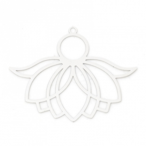 Estampes pendentif Grande feuille de lotus 39mm métal finition Argent Platine