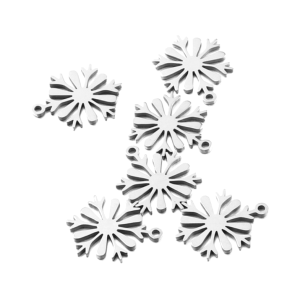 Pendentifs Flocon de Neige 13mm – Acier Inoxydable 304 Argenté Rhodié