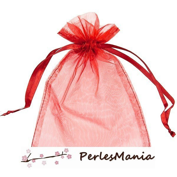 Pochettes Organza Rouge 9 x 12 cm pour bijoux, dragées